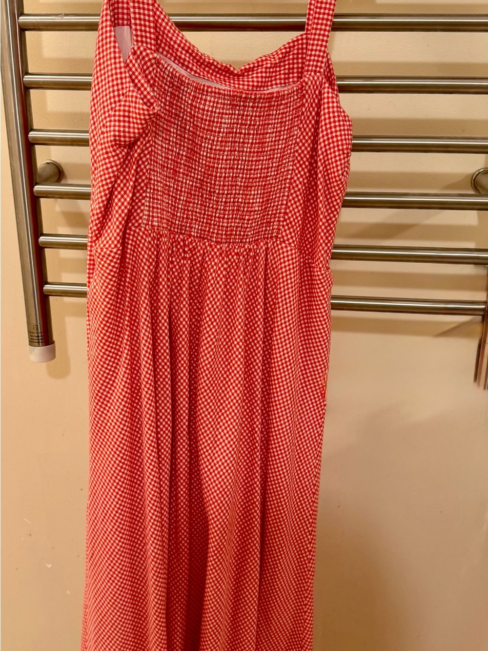 Draper James Red Gingham Smocked Maxi Dress